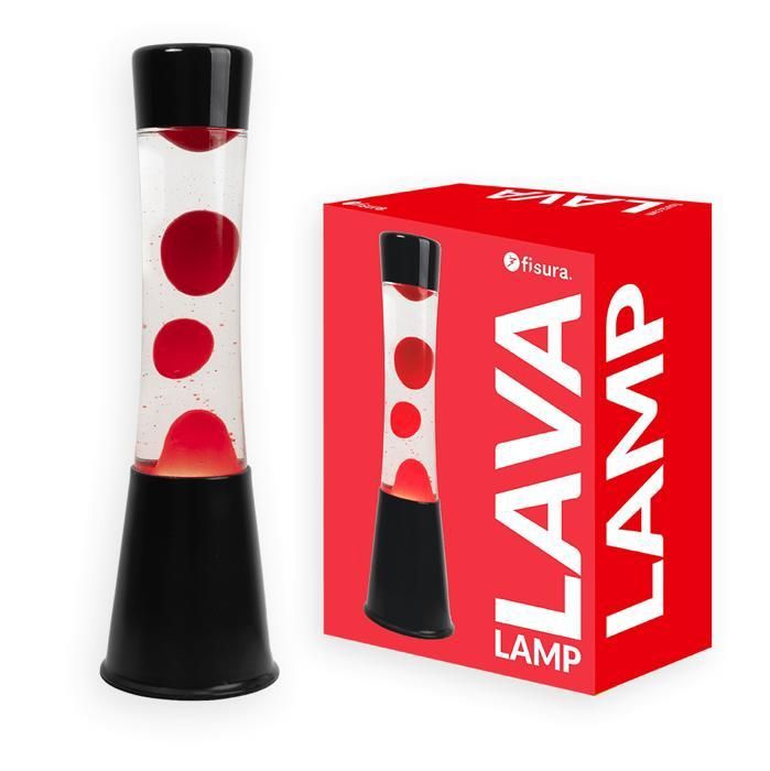 Lampe à lave - FISURA - Lampe à lave rouge. Base noire et lave rouge. Avec ampoule de rechange.11x11x39 5. Lampe à lave - FISURA - Lampe à lave rouge. Base noire et lave rouge. Avec ampoule de rechange.11x11x39 5.